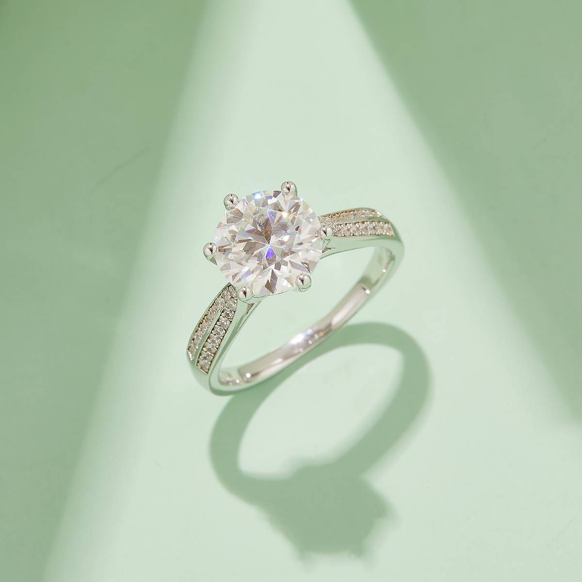 Starlight Queen S925 Silver Plated Platinum Moissanite Diamond Women's Ring 3.0 Carat D-Class